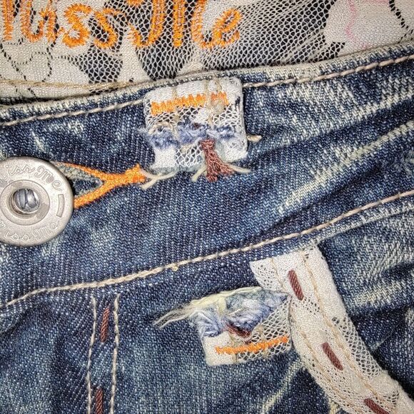 Miss Me Vintage 90s Y2k NWT Lace Pocket Low Rise Boot Cut Denim Jeans Size 27 - Picture 5 of 10